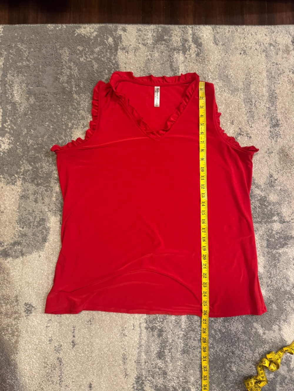 Perseption Red Ruffle Trim Top - Picture 6 of 6